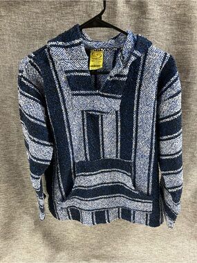 Men's Striped Baja Crewneck Sweater Hoodie - Blue